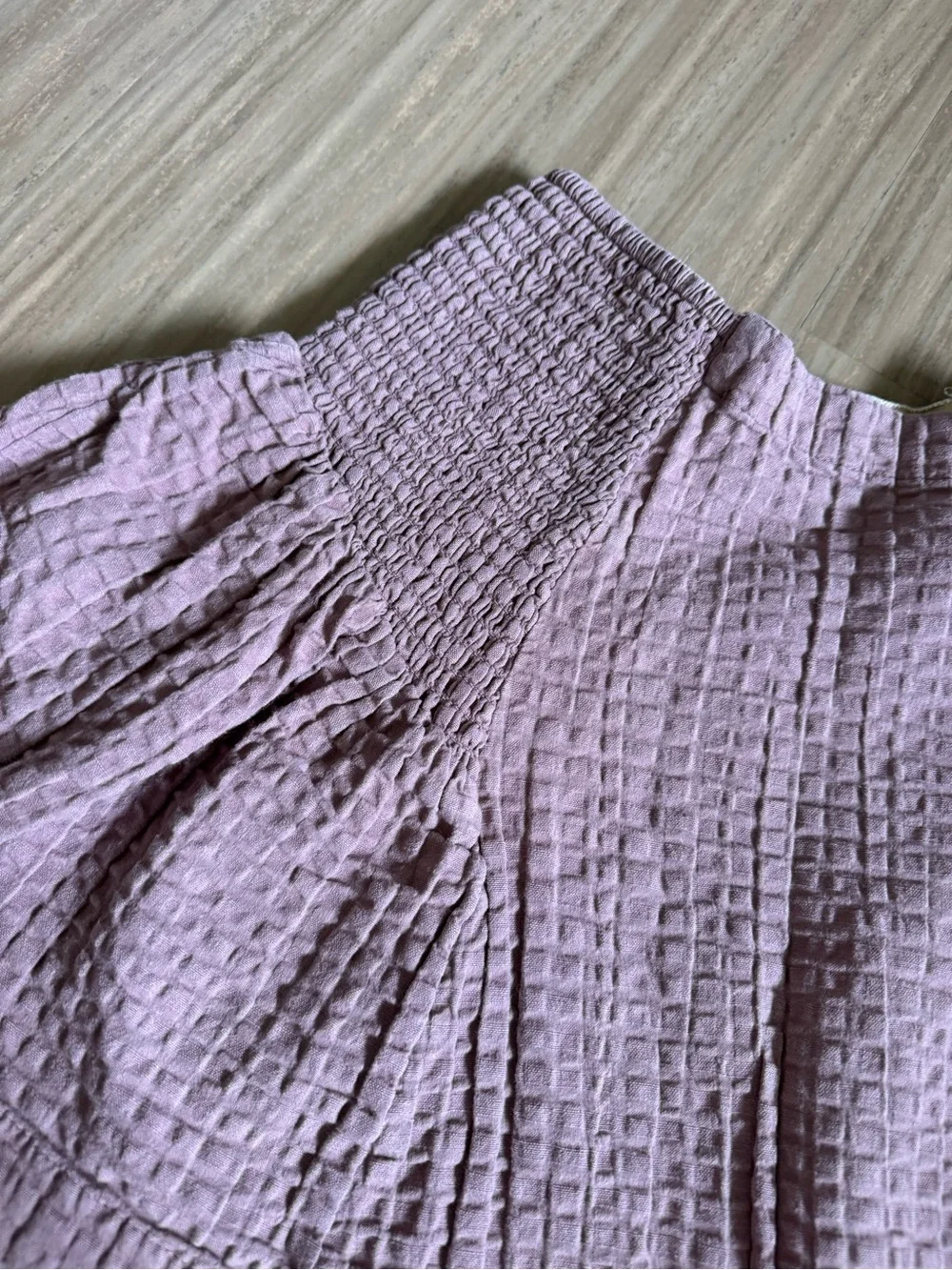 Free People Free-est Waffle Smocked Purple Mini Skirt XS